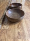 Lot Of 2 Wooden Hand Made Turned Round Salad Fruit Bowls 