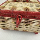 Vintage Wicker 1960s Sewing Box Caddy Basket Red Gold Japan Granny Core 7    Mcm