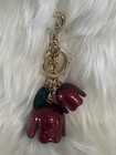 Nwt Coach Glitter Resin Tea Rose Keychain Pink red With Green Leaf F58514 Gold