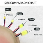 50pc Wired Micro Led Pre-soldered 0402 0603  0805 1206 Copper Wire Lights Smd