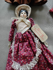 Lot Of 4 Vintage Russ Berrie  Porcelain  Dolls 8  Tall Pioneer Dresses W Bonnets