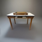 Antique Farmhouse White Enamel Top Kitchen Work Table With Glass Pull Drawer