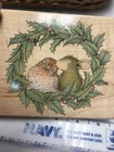 Stampabilities Wood Rubber Stamp Christmas House Mouse Holiday Smooch Hmtr1028