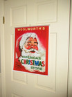 Vintage 1950s Woolworth s Christmas Shopping Poster - Santa Claus - 17 x21  Euc