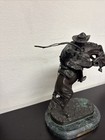 100  Pure Genuine Bronze American Old West Bronco Buster Sculpture Figure 9   x15   