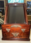 Antique Wooden Shaving Box Vanity With Tilting Mirror Brass Art Nouveau Hardware