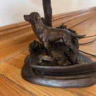 Vintage Bronze Lamp - Hunting Dog  retriever  With Ducks On Boat Rare 28  H 13 w