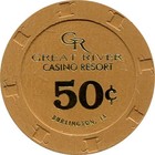 New Release -  3  Great River Casino Resort Casino Chips - Burlington  Iowa