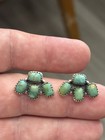 Sterling Silver Turquoise 4 Stone Half Cluster Stud Post Earrings  925