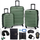 Samsonite Omni Hardside Nested Luggage Set army Green W  10pc Accessory Kit