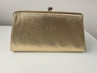 Vintage Gold Kiss Lockevening Bag Clutch Purse W chain Strap 5   5    h  X 10   w 