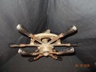 Antique Cast Iron Wood Handle  double  Ship s Steering Wheel 