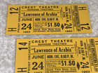 Lawrence Of Arabia 2 Unused 1963 Original Crest Theater Tickets Peter O tool