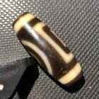 Magic Tibetan Old Agate Double Heaven earth Cinnabar Totem Dzi Bead 13 5 35 4mm