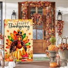 Happy Thanksgiving Flag  Thanksgiving Day Turkey Pumpkin Flag  Be Thankful Thank