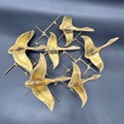 Vintage Brutalist Metal Wall Sculpture Birds In Flight Mid Century Modern Art