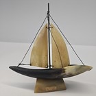 Vintage Circa 1920s Animal Horn Folk Art Tall Sail Boat Nautical Antique Buffalo