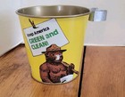 Vintage Smokey The Bear Painted Tin Ashtray Bucket 4 1 8  Cheinco Home Wares Usa