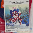 Vintage Felt Christmas Stocking Kit Applique 90s Snowman Frosty Greetings  911