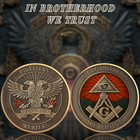 All Seeing Eye Masonic Challenge Coin - We Trust In Brotherhood Freemason Coin