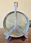Set Of 8 Sterling Silver   Glass Coasters With Handled Caddy By Webster
