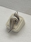 Vintage Art Deco Modernist Silver Tone Wavy Swirl Brooch Pin
