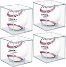 Baseball Display Case 4 Pack  Uv Protected Acrylic Square Baseball Holder  Clear