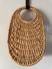 Vintage Hand Woven Wicker Floral Basket Wall Pocket Hanging Flowers Plants