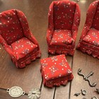 Vintage Artisan Floral Sofa   Chairs Dollhouse Miniature Furniture Plus Extras