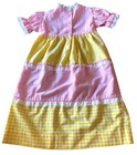 Kate Greenaway Girls Vintage 1970s Gingham Dress Pink Yellow Lace Trim Size 2t