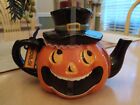 Potter s Studio Teapot Pumpkin With Hat Glazed Ceramic Limited Edition Halloween