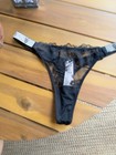 Victoria s Secret Black Lace Thong Rhinestone Strap Nwt Size S