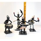 Vtg 50s Handmade Cold Painted Metal African Tribal Figures Set Of 4 - 4    Tall