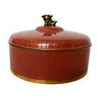 Antique Chinese Round Cloisonn   Enamel Box 