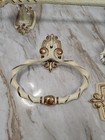 Vintage French Provincial Off White   Gold Toilet Paper Holder Towel Bars   More