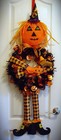 Dachshund Red Brown Felt Sculpture Witchy Weenie Tinsel Halloween Wreath 16 x45 
