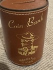 Vintage Souvenir Rcmp  Leather Cylindrical Coin Bank - Niagara Falls  Canada