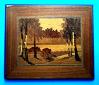 The Birches Genuine Wood Inlay Marquetry Scene Picture Hand Made Worldwide Woods