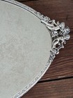 Vintage 16  Silver Plated Mirrored Plateau Vanity Tray With Cherub Detail