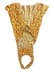 Vintage Full Apron 1970   s Floral Yellow Red Brown Ruffles Fall Baking One Size