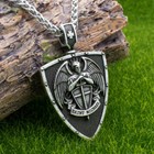 Archangel Saint St Michael Medal Shield And Sword Pendant Necklace W 24  Chain