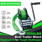 3500 Lbs Boat Trailer Winch Hand Crank Heavy Duty Boat Winches Atv Rv Jet Ski Us