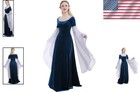 Luxurious Medieval Velvet Gown With Stylish Chiffon Sleeves     Ideal For Cosplay