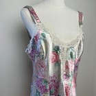 Vintage 90s Romantic Floral Coquette Soft Girl Satin Slip Dress Nightgown Sz L