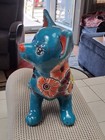 Talavera Chihuahua Statue   Mexican Folk Art Dog Figurine Blue Multi Color