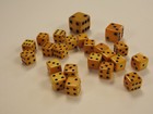 23x Vintage Butterscotch Bakelite Dice - 10mm  15mm   13mm