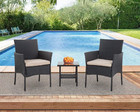 3 Pieces Patio Furniture Sets Outdoor Wicker Bistro Set Clearance Rattan Chai   