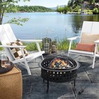 Metal Lattice Wood Burning Round Outdoor Fire Pit Black - Room Essentials