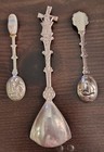 Vintage Dutch Souvenir Spoons 3pc Silver-tone Windmill  Sailboat  Clog Holland