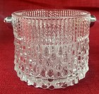 Vintage French Crystal Ice Bucket  Mid Century Wine Chiller  W Handle  Home Bar